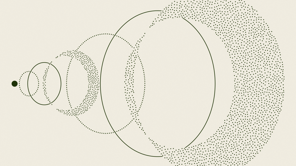Reflection’s Beam announcement artwork, with expanding dotted circles on a light neutral background.