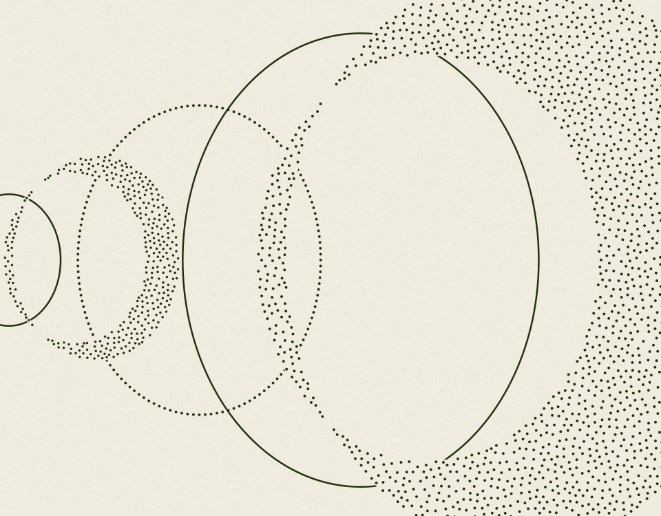 Reflection’s Beam announcement artwork, with expanding dotted circles on a light neutral background.