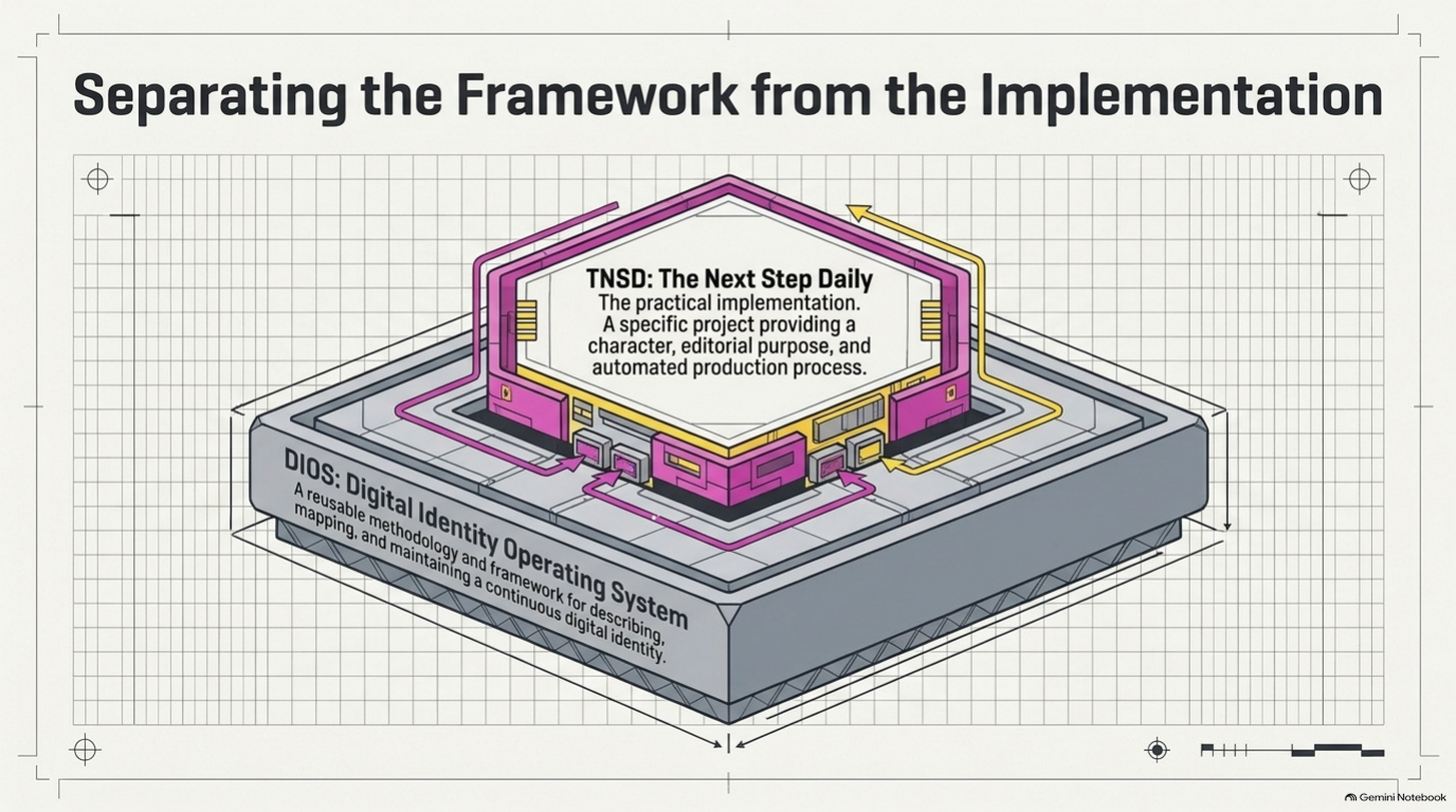 DIOS as a reusable identity framework and TNSD as a specific project implementation.