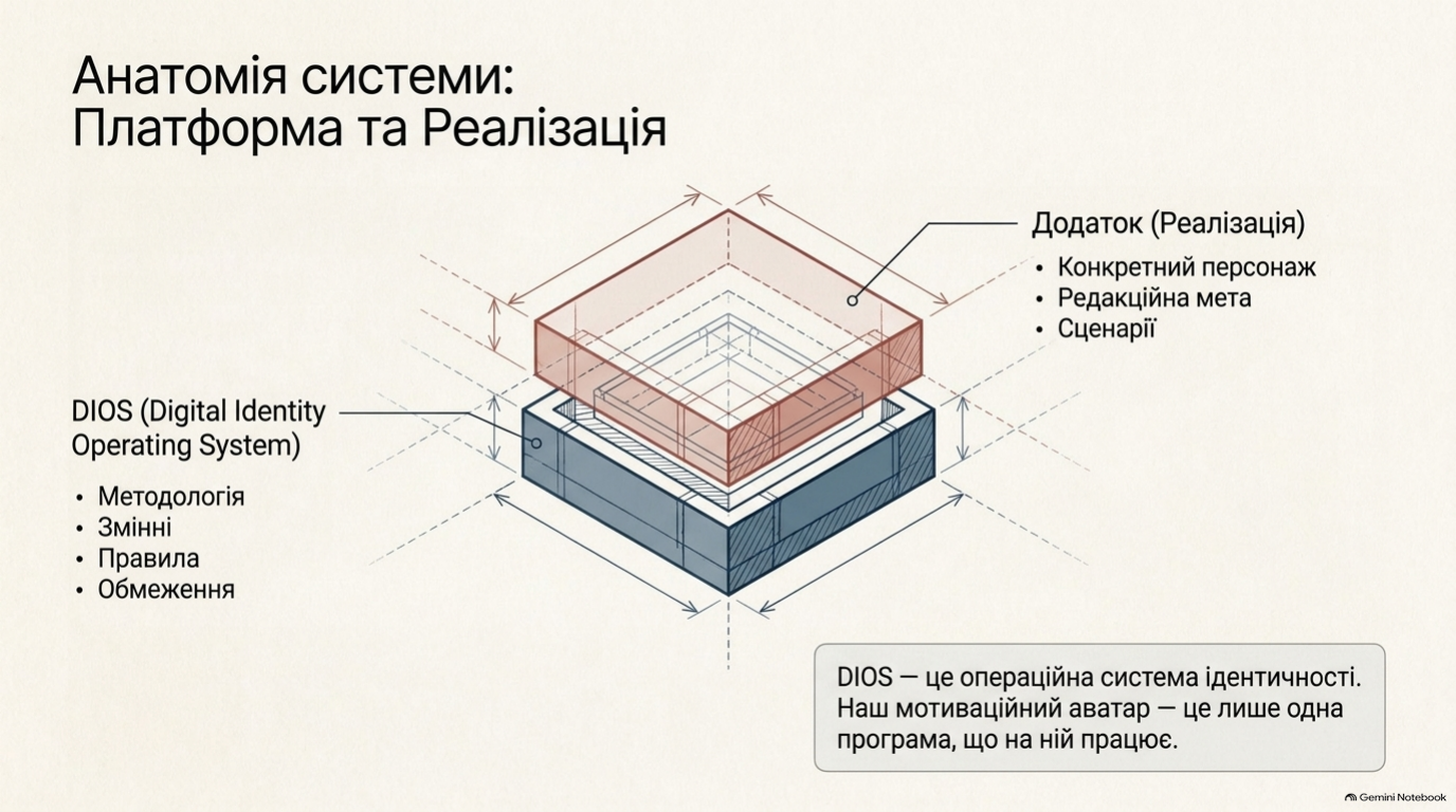 DIOS визначає методологію й обмеження, а TNSD втілює їх у конкретному проєкті.
