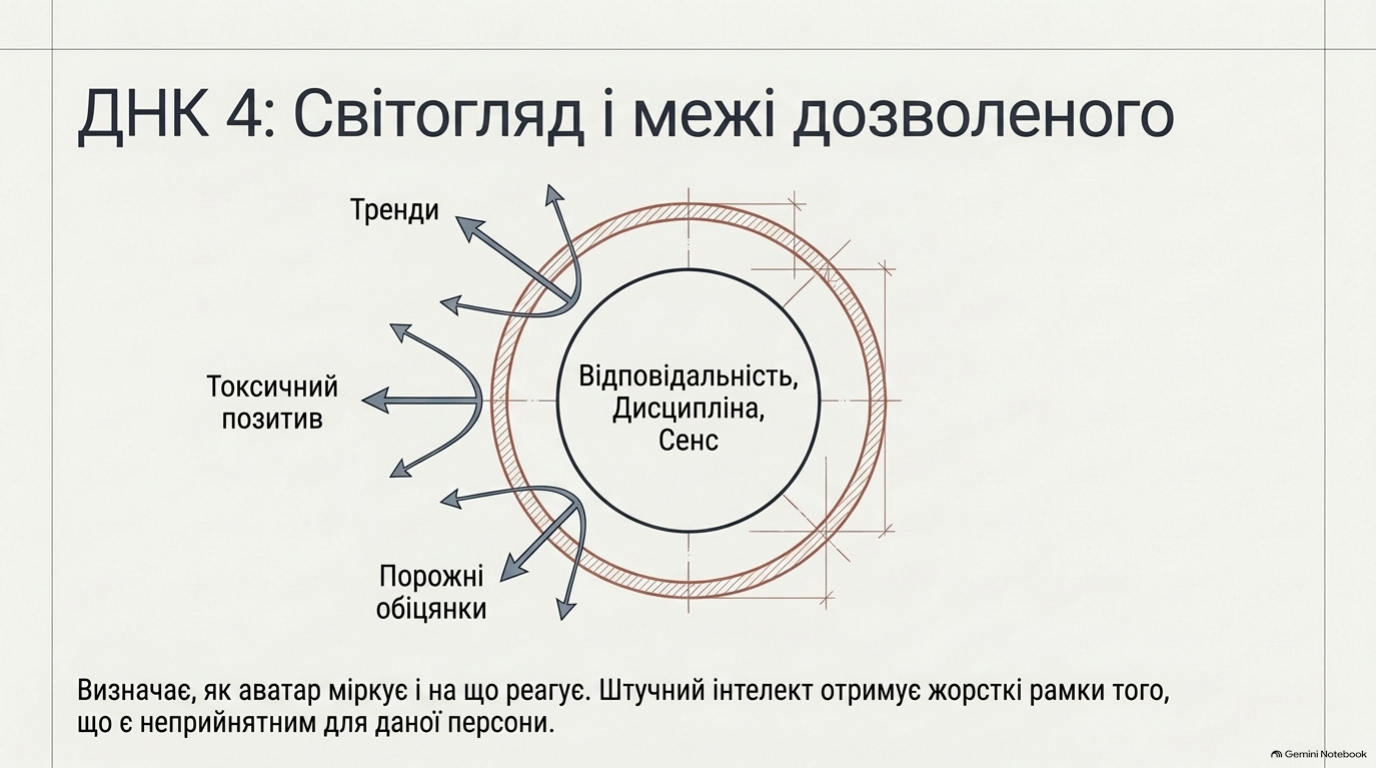 Відповідальність, дисципліна та сенс задають межі змісту й реакцій персонажа.