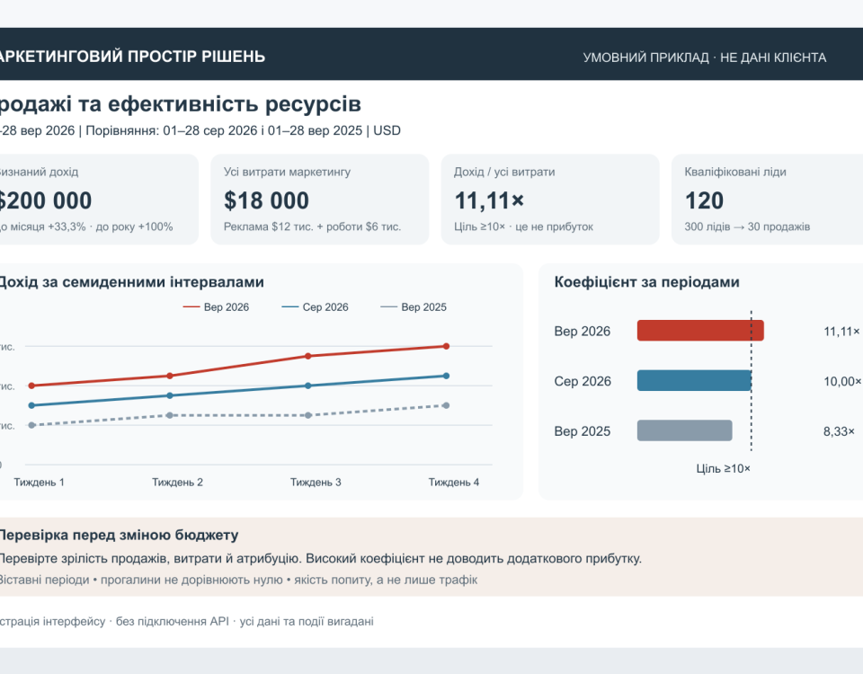 Умовний керівницький дашборд із трендами та порівнянням періодів