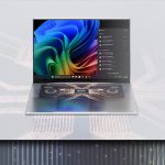 NVIDIA’s promotional illustration of a laptop running local AI software, with a Windows desktop and a model-selection panel.