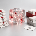 Conceptual illustration of request cards, an abstract model and category trays, with a separate card beside them.