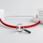 Conceptual illustration of one task card at a receiving system and an interrupted return path inspected with a magnifying glass.