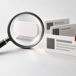 Conceptual illustration of a search question examined with a magnifying glass beside result cards.