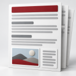 Conceptual illustration of a document with a title strip, section headings and an image beside a text-alternative tile.