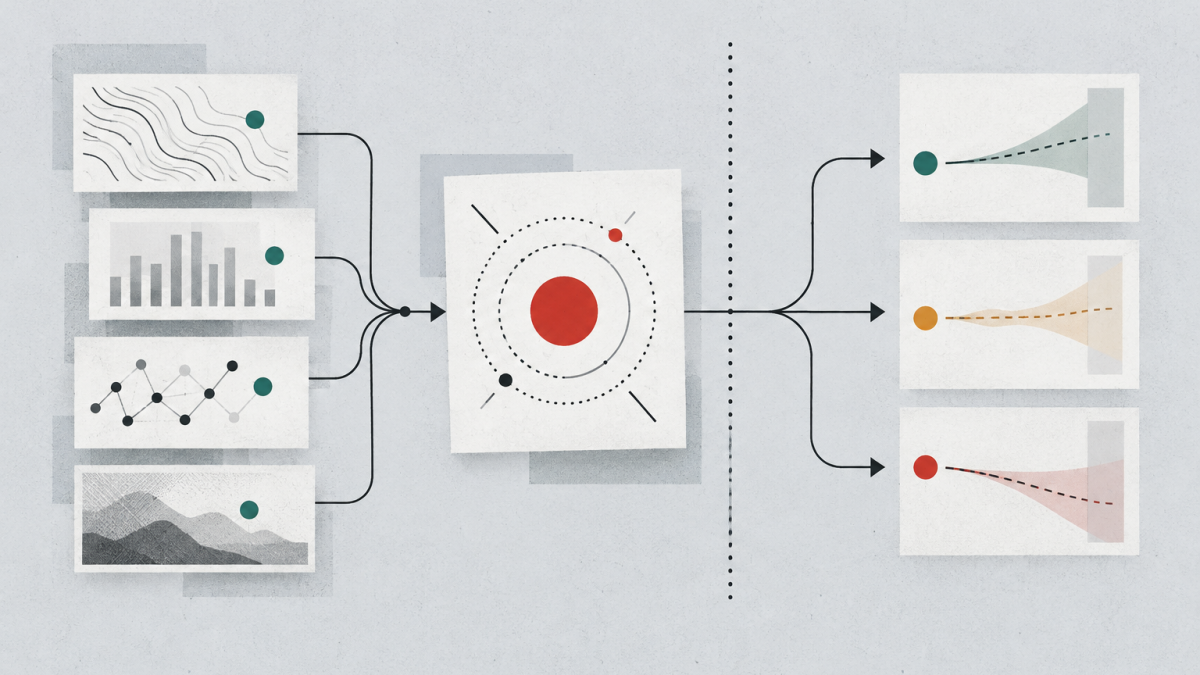 One technology signal is placed inside layers of source context, comparison, and uncertainty.