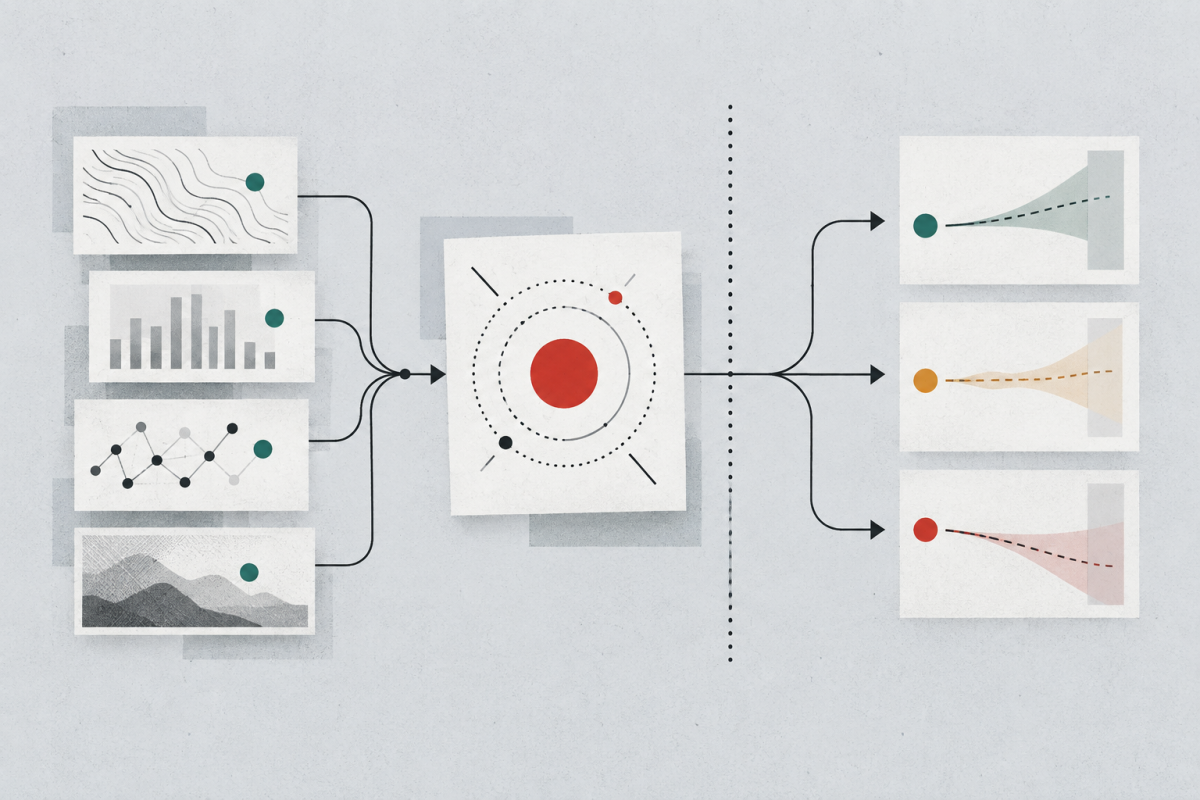 One technology signal is placed inside layers of source context, comparison, and uncertainty.